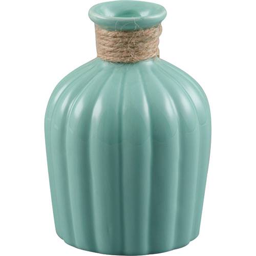 Assistência Técnica, SAC e Garantia do produto Vaso de Cerâmica com Acabamento em Vidro Celo Verde Claro 11x11x15cm - Prestige