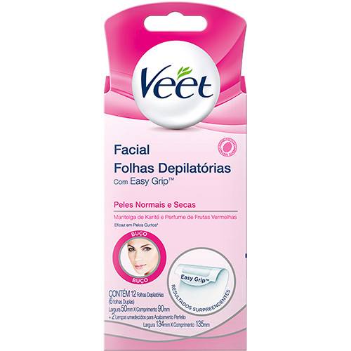 Assistência Técnica, SAC e Garantia do produto Veet Folhas de Cera Fria Facial Peles Normais e Secas 12 Folhas + 2 Lenços Umedecidos