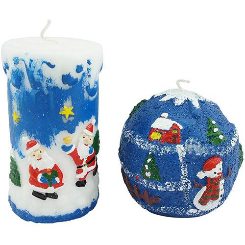Assistência Técnica, SAC e Garantia do produto Velas de Natal Christmas Traditions 14,5cm e 9cm 2 Peças - Azul
