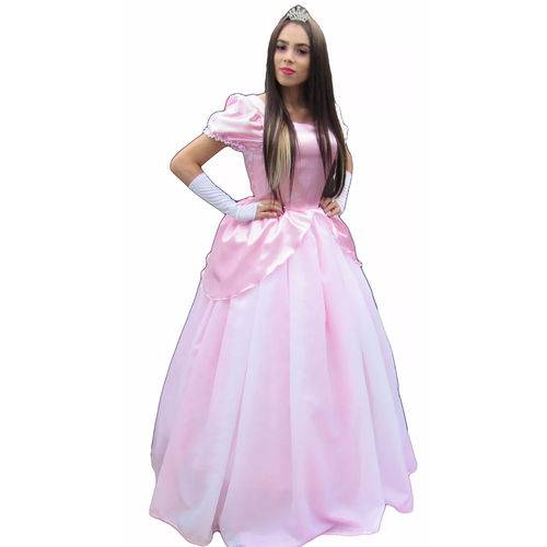 Assistência Técnica, SAC e Garantia do produto Vestido de Festa Fantasia Princesa Rosa Ariel Adulto e Luva