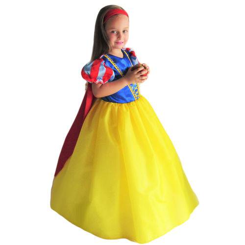 Assistência Técnica, SAC e Garantia do produto Vestido Fantasia Branca de Neve Infantil Longo com Capa e Luva