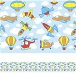 Assistência Técnica e Garantia do produto Adesivo de Parede Faixa Decorativa Infantil Aviões e Naves 10m X 10cm