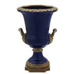 Assistência Técnica e Garantia do produto Ânfora em Porcelana Azul Detalhes em Bronze 43 X 28
