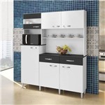 Assistência Técnica e Garantia do produto Armário de Cozinha 6 Portas 1 com Vidro 2 Gavetas Arte Móveis Branco/Preto