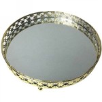 Assistência Técnica e Garantia do produto Bandeja Metal com Espelho Round X Edge Dourada 3,7cmx4,1cmx21cm Dourado
