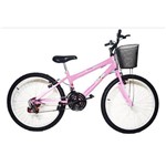Assistência Técnica e Garantia do produto Bicicleta Aro 24 Infantil New Bike Feminina Rosa 18 Marchas Quadro Rebaixado - Rosa