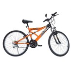 Assistência Técnica e Garantia do produto Bicicleta Monark Full Aro 26 21 Marchas MTB Plus FS Laranja Preta