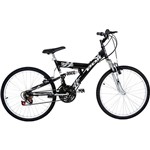 Assistência Técnica e Garantia do produto Bicicleta Polimet Kanguru Aro 24 18 Marchas Full Suspension - Preta