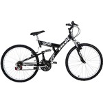 Assistência Técnica e Garantia do produto Bicicleta Polimet Kanguru Aro 26 18 Marchas Full Suspension - Preta