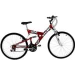 Assistência Técnica e Garantia do produto Bicicleta Polimet Kanguru Aro 26 18 Marchas Full Suspension - Vermelha