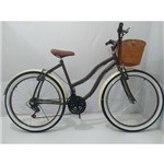 Assistência Técnica e Garantia do produto Bicicleta Retro Beach Feminina Aro 26 Café C/18v Cesta Vime Fivela