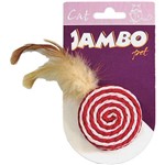 Assistência Técnica e Garantia do produto Brinquedo Palha Enrolada com Penas para Gatos Palha e Catnip - Jambo Pet Vermelho/Branco