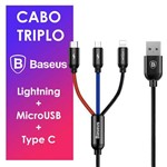 Assistência Técnica e Garantia do produto Cabo Triplo Microusb Typec Iphone Original Baseus