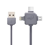 Assistência Técnica e Garantia do produto Cabo USB Flat Micro Mini Lightning 3 em 1 Cinza ELG PW31C