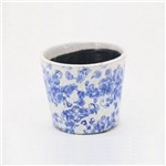 Assistência Técnica e Garantia do produto Cachepot em Cerâmica C/ Desenho de Flores Azul Modelo 04