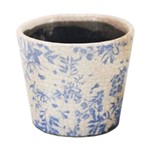 Assistência Técnica e Garantia do produto Cachepot em Cerâmica C/ Desenho de Flores Azul Modelo 05