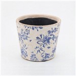 Assistência Técnica e Garantia do produto Cachepot em Cerâmica C/ Desenho de Flores Azul Modelo 06