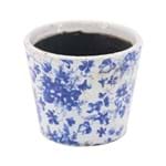 Assistência Técnica e Garantia do produto Cachepot em Cerâmica C/ Desenho de Flores Azul Modelo 02