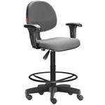 Assistência Técnica e Garantia do produto Cadeira Caixa Alta Portaria Recepção Tecido com Braços Cinza Cb35