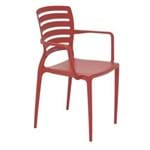 Assistência Técnica e Garantia do produto Cadeira Plastica Monobloco com Bracos Sofia Vermelha Encosto Vazado Horizontal