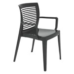 Assistência Técnica e Garantia do produto Cadeira Plastica Monobloco com Bracos Victoria Preta Encosto Vazado Horizontal
