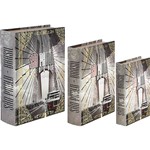Assistência Técnica e Garantia do produto Caixas São Paulo Calhambeque Book Box com 3 Peças Cinza - Oldway