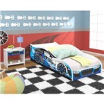 Assistência Técnica e Garantia do produto Cama Infantil Carro Drift Solteiro com Criado Mudo - Azul / Branco - Rpm Móveis