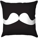 Assistência Técnica e Garantia do produto Capa para Almofada Moustache Preta/Branca Poliéster (40x40cm) - Haus For Fun