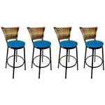 Assistência Técnica e Garantia do produto Conjunto 4 Banquetas Eleganza Junco Cappuccino Assento Azul - Itagold