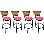 Assistência Técnica e Garantia do produto Conjunto 4 Banquetas Eleganza Junco Cappuccino Assento Pink - Itagold
