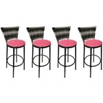 Assistência Técnica e Garantia do produto Conjunto 4 Banquetas Eleganza Junco Degrade Assento Pink - Itagold