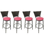 Assistência Técnica e Garantia do produto Conjunto 4 Banquetas Eleganza Junco Preto Assento Pink - Itagold