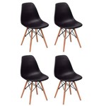 Assistência Técnica e Garantia do produto Conjunto 4 Cadeiras Charles Eames Eiffel Wood Base Madeira - Magazine Decor - Preta