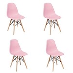 Assistência Técnica e Garantia do produto Conjunto 4 Cadeiras Charles Eames Eiffel Wood Base Madeira - Magazine Decor - Rosa