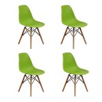 Assistência Técnica e Garantia do produto Conjunto 4 Cadeiras Charles Eames Eiffel Wood Base Madeira - Magazine Decor - Verde