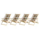 Assistência Técnica e Garantia do produto Conjunto 4 Cadeiras Espreguiçadeira Preguiçosa Dobrável Madeira Maciça Natural com Tecido Floral Móveis Brasil