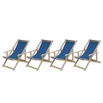 Assistência Técnica e Garantia do produto Conjunto 4 Cadeiras Espreguiçadeiras Preguiçosa Dobrável Madeira Maciça Natural com Tecido Azul Móveis Brasil