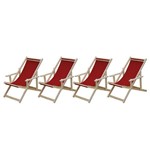 Assistência Técnica e Garantia do produto Conjunto 4 Cadeiras Espreguiçadeiras Preguiçosa Dobrável Madeira Maciça Natural com Tecido Vermelho
