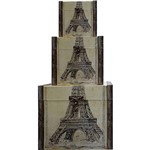 Assistência Técnica e Garantia do produto Conjunto 3 Baús Paris Torre Eiffel Madeira Bege/Preto - Oldway