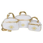 Assistência Técnica e Garantia do produto Conjunto de Bolsas Maternidade Glamour Branco C/ Dourado 3 Peças