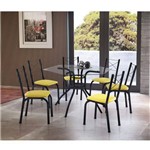 Assistência Técnica e Garantia do produto Conjunto de Mesa Tampo de Vidro Sextavada e 6 Cadeiras Hilux Móveis Brastubo Preto/Amarelo