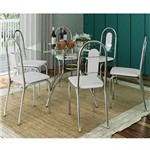Assistência Técnica e Garantia do produto Conjunto de Mesa Tampo Vidro com 6 Cadeiras Aço Sicília Móveis Brastubo Cromado/Branco