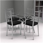 Assistência Técnica e Garantia do produto Conjunto de Mesa Tampo Vidro Lion com 4 Cadeiras Juliana Art Panta Cromado/Preto