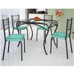 Assistência Técnica e Garantia do produto Conjunto de Mesa Tampo Vidro Lion com 4 Cadeiras Juliana Art Panta Preto/Verde Claro