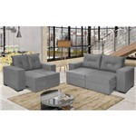 Assistência Técnica e Garantia do produto Conjunto de Sofa Marrocos 2,02 Mts + 1,52 Mts Retrátil e Reclinável Tecido Suede Pluma Cinza