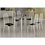 Assistência Técnica e Garantia do produto Conjunto Mesa com Tampo Vidro e 6 Cadeiras Madmelos Incolor/Branco/Preto Floral