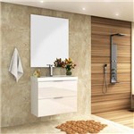 Assistência Técnica e Garantia do produto Conjunto para Banheiro com Gabinete, Cuba e Espelheira 80cm Pietra Móveis Bosi Branco Brilho