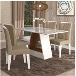 Assistência Técnica e Garantia do produto Conjunto Sala de Jantar Mesa Alana 4 Cadeiras Nicole Cimol Branco/Savana/Suede Marfim