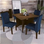 Assistência Técnica e Garantia do produto Conjunto Sala de Jantar Mesa e 4 Cadeiras Camomila Kappesberg Marrom Walnut/Azul Escuro