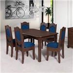 Assistência Técnica e Garantia do produto Conjunto Sala de Jantar Mesa e 6 Cadeiras Imperial Art Panta Castanho Rústico/Azul